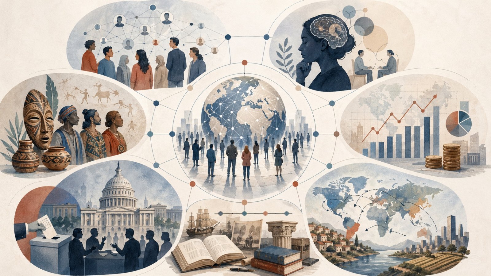 20 ramas de las ciencias sociales: qué estudian, y autores clave